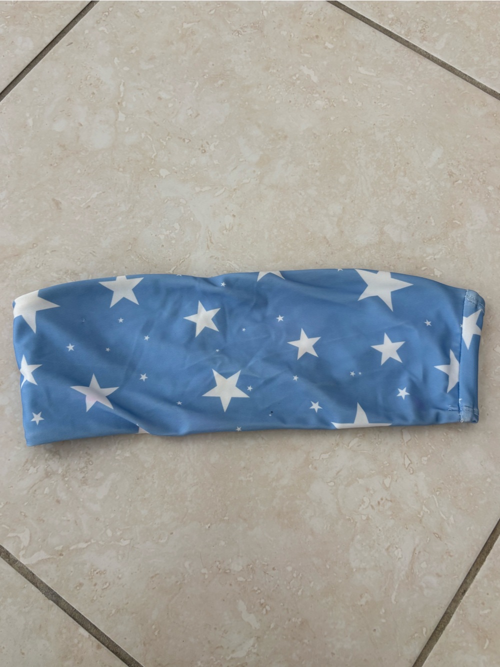 Blue star print bandeau bathing suit top